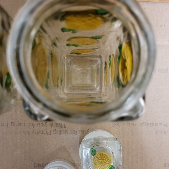 Vintage Clear Glass Decanter With Lemon Design Set of 2 - Picture 7 of 13